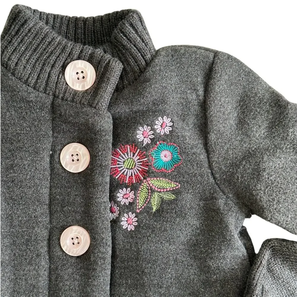 PENELOPE MACK Girls Gray Button Coat with Hat 12m NWT